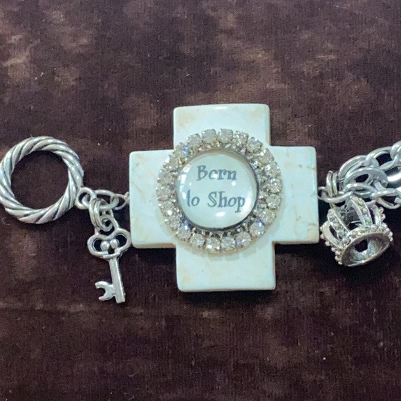 “Born to Shop” bracelet vintage bracelet cross - Picture 7 of 16